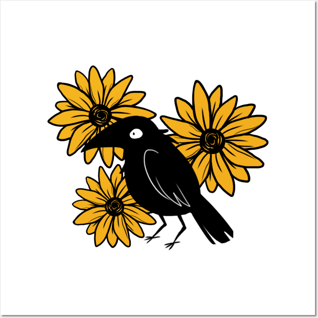 Crow and Flowers Wall Art by KatieCrumpton